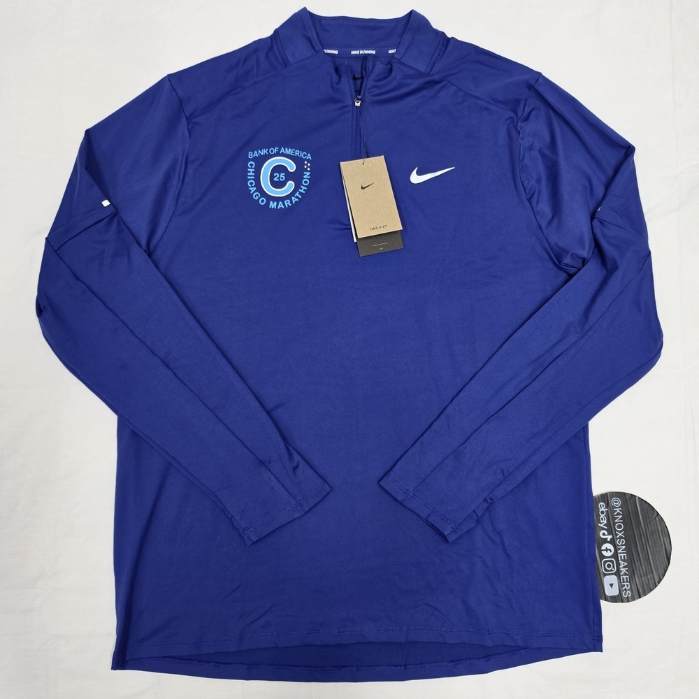 Nike 2025 Chicago Marathon Element 1/4 Zip Shirt HQ4199-539 Mens Large Blue
